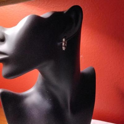 Garnet and White Sapphire 925 Earrings