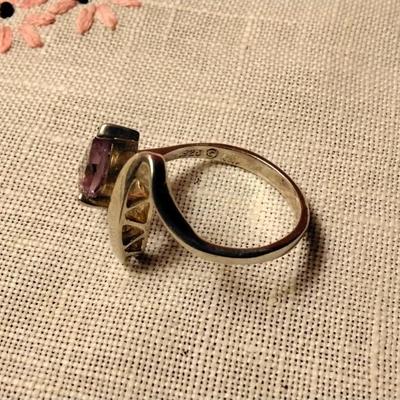 Beautiful Teardrop Amethyst 925 Ring Size 8.5
