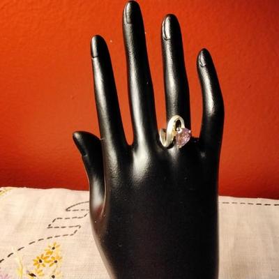 Beautiful Teardrop Amethyst 925 Ring Size 8.5