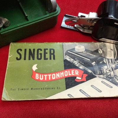 Vintage Singer buttonholer with case