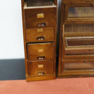 MINIATURE OFFICE GROUPING TO INCLUDE BARRISTER BOOKCASES & FILE CABINET MORE