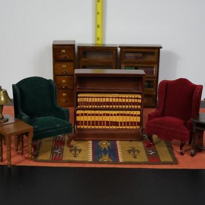MINIATURE OFFICE GROUPING TO INCLUDE BARRISTER BOOKCASES & FILE CABINET MORE