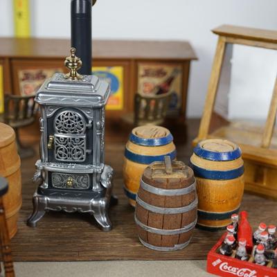MINIATURE GENERAL STORE DISPLAY TO INCLUDE ADORABLE CANDY COUNTER.
