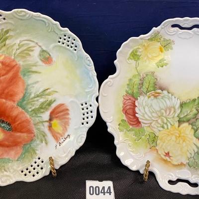 2 Vintage Painted Plates one is Signed