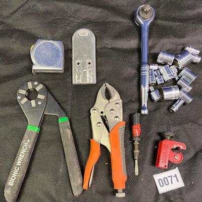 Pliers, Tape and Socket set