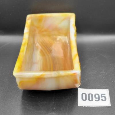 Vintage Acro Agate Slag Glass Daffodil Planter