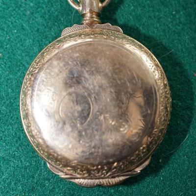 ANTIQUE HAMPDEN GOLD FILLED POCKET WATCH/ENGRAVED FULL HUNTERS CASE