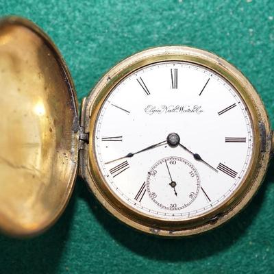 ANTIQUE NATIONAL ELGIN POCKET WATCH BRASS HUNTERS CASE