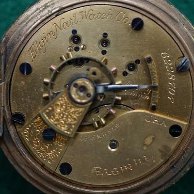 ANTIQUE NATIONAL ELGIN POCKET WATCH BRASS HUNTERS CASE