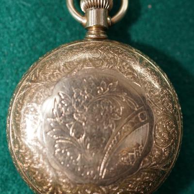 ANTIQUE ELGIN /H H TAYLOR POCKET WATCH GOLD PLATED  FULL HUNTERS CASE -