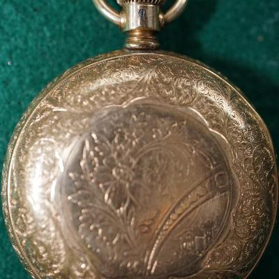 ANTIQUE ELGIN /H H TAYLOR POCKET WATCH GOLD PLATED  FULL HUNTERS CASE -