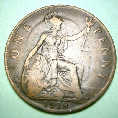 GREAT BRITAIN 1918 Copper Penny