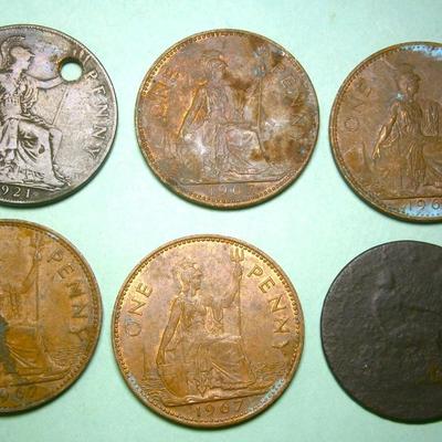 UNITED KINGSTON (6) Old COPPER PENNIES