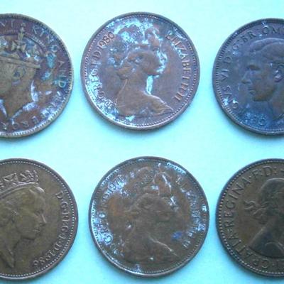 UNITED KINGDOM (6) Old Copper Coins
