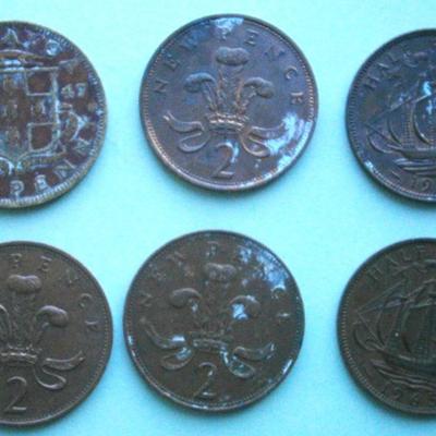 UNITED KINGDOM (6) Old Copper Coins