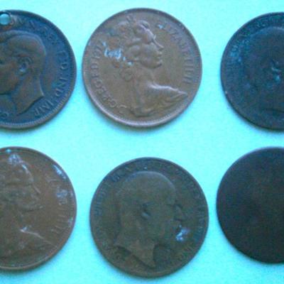 UNITED KINGDOM (6) Old Copper Coins