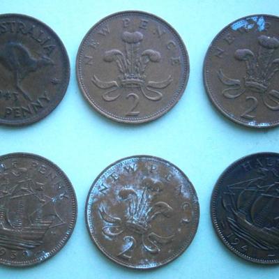 UNITED KINGDOM (6) Old Copper Coins