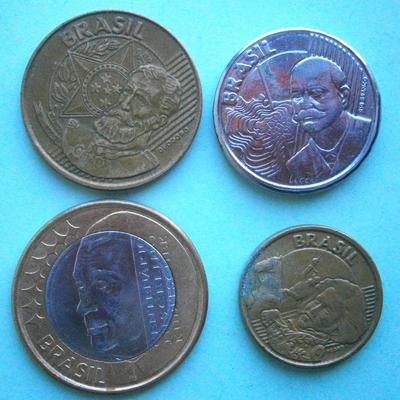 BRAZIL (4) Old Coins, mixed metals