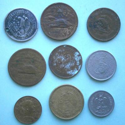 MEXICO (9) Old Coins, different dates and denominations
