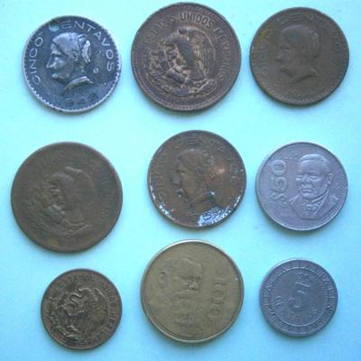 MEXICO (9) Old Coins, different dates and denominations