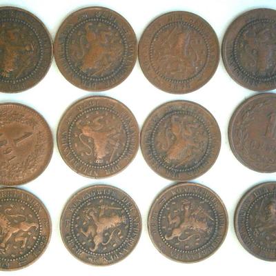NETHERLANDS (12) Older Copper 1 Cent Coins, duplication