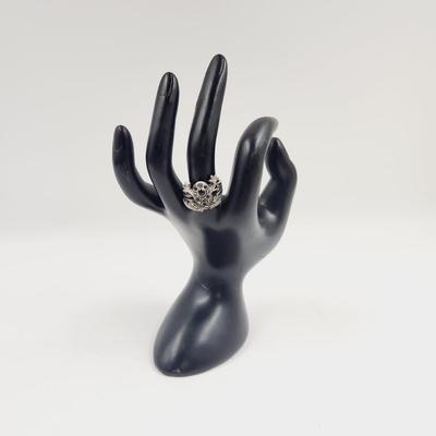 .925 SILVER BLACK STONE FROG RING