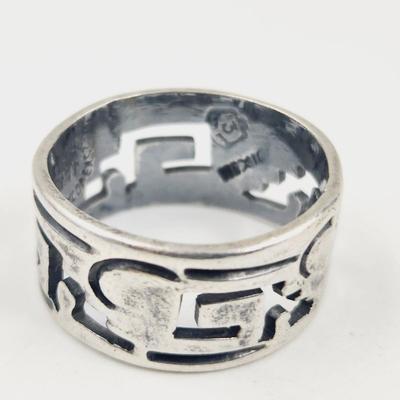BEAUTIFUL CUT STERLING SILVER RING SIZE 8.5