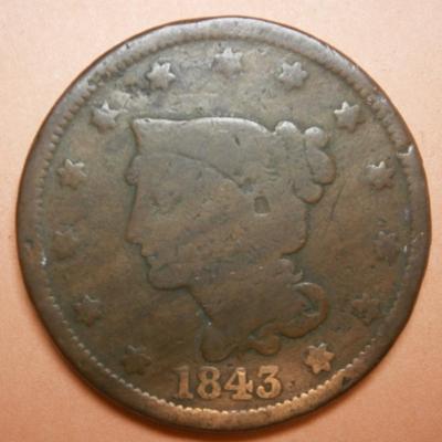 UNITED STATES 1843 Copper Penny