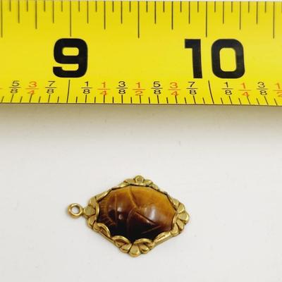 DESIGNED TIGER EYE INLAD IN 12K GOLD 1/20 PENDANT