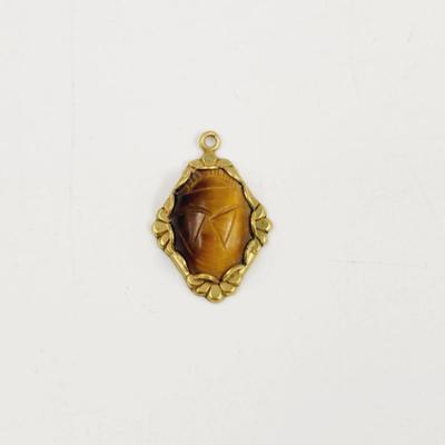 DESIGNED TIGER EYE INLAD IN 12K GOLD 1/20 PENDANT