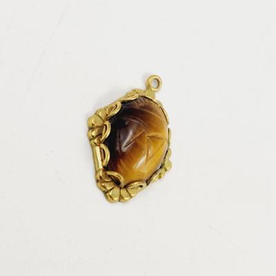 DESIGNED TIGER EYE INLAD IN 12K GOLD 1/20 PENDANT