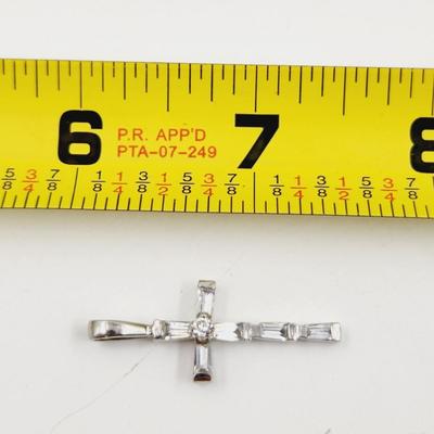 CUBIC ZIRCONIA & .925 SILVER CROSS PENDANT