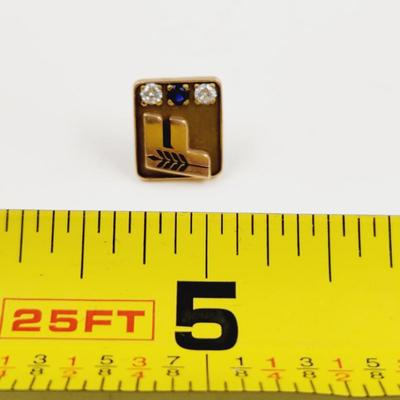 FLEMING CO 10K GOLD W/ 2 DIAMONDS & 1 SAPPHIRE