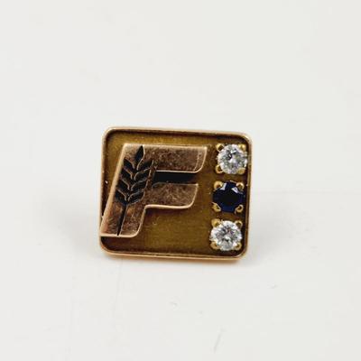FLEMING CO 10K GOLD W/ 2 DIAMONDS & 1 SAPPHIRE