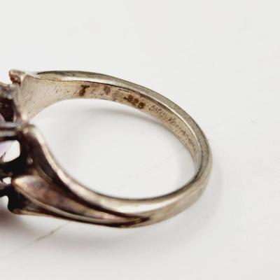 . 925 SILVER & AMETHYST RING SIZE 6.5
