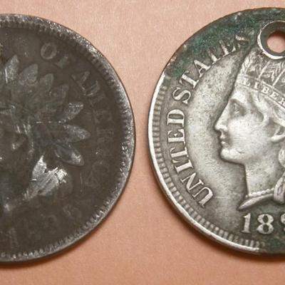 UNITED STATES 1895 & 1899 Indian Head Pennies