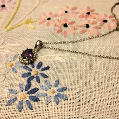 Ross Simons Amethyst And Diamond 18" 925 Necklace