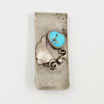 BEAUTIFUL SILVER & TURQUOISE MONEY CLIP