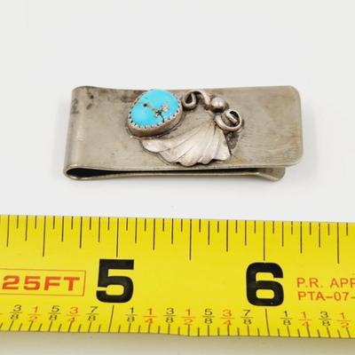 BEAUTIFUL SILVER & TURQUOISE MONEY CLIP