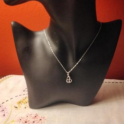 Amethyst And White Sapphire 925 16" Necklace