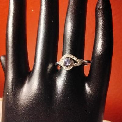 Tanzanite And Diamond 925 Ring Size 8.5