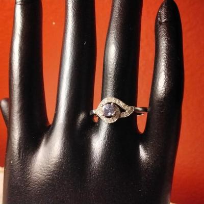 Tanzanite And Diamond 925 Ring Size 8.5