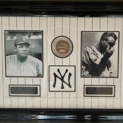 Babe Ruth Lou Gehrig signed baseball. GFA authenticated