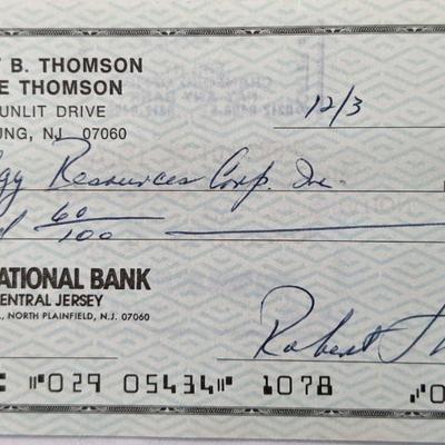 MLB star Bobby Thomson signed check