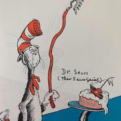 Dr. Seuss signed double book page- Rare