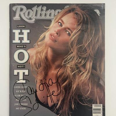 Claudia  Schiffer signed 1990 Rolling Stone Magazine