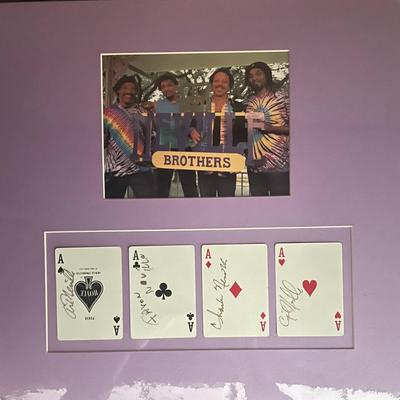 Neville Brothers signed playing cards in custom matte. 15.5 x 15.5 inches