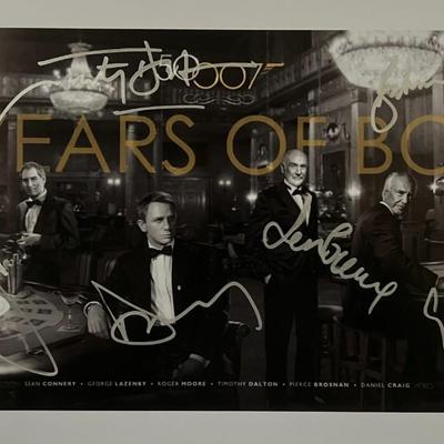 50 Years Of Bond cast signed mini poster