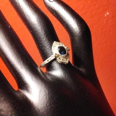 Stunning Diamond And Sapphire 925 Ring Size 7 One Of A Kind