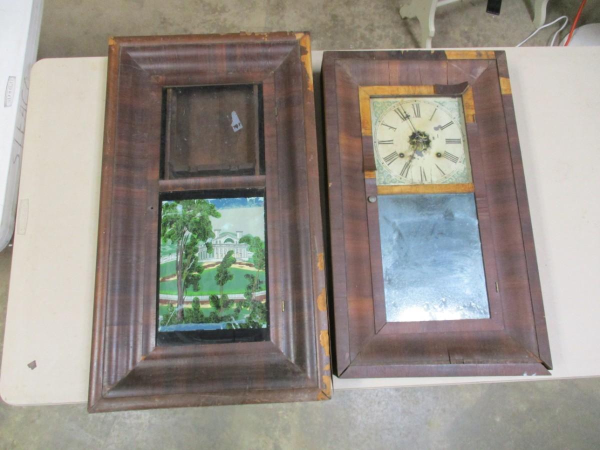 Vintage Seth Thomas Reverse Painted Glass Wood Clock Cases Lot 1